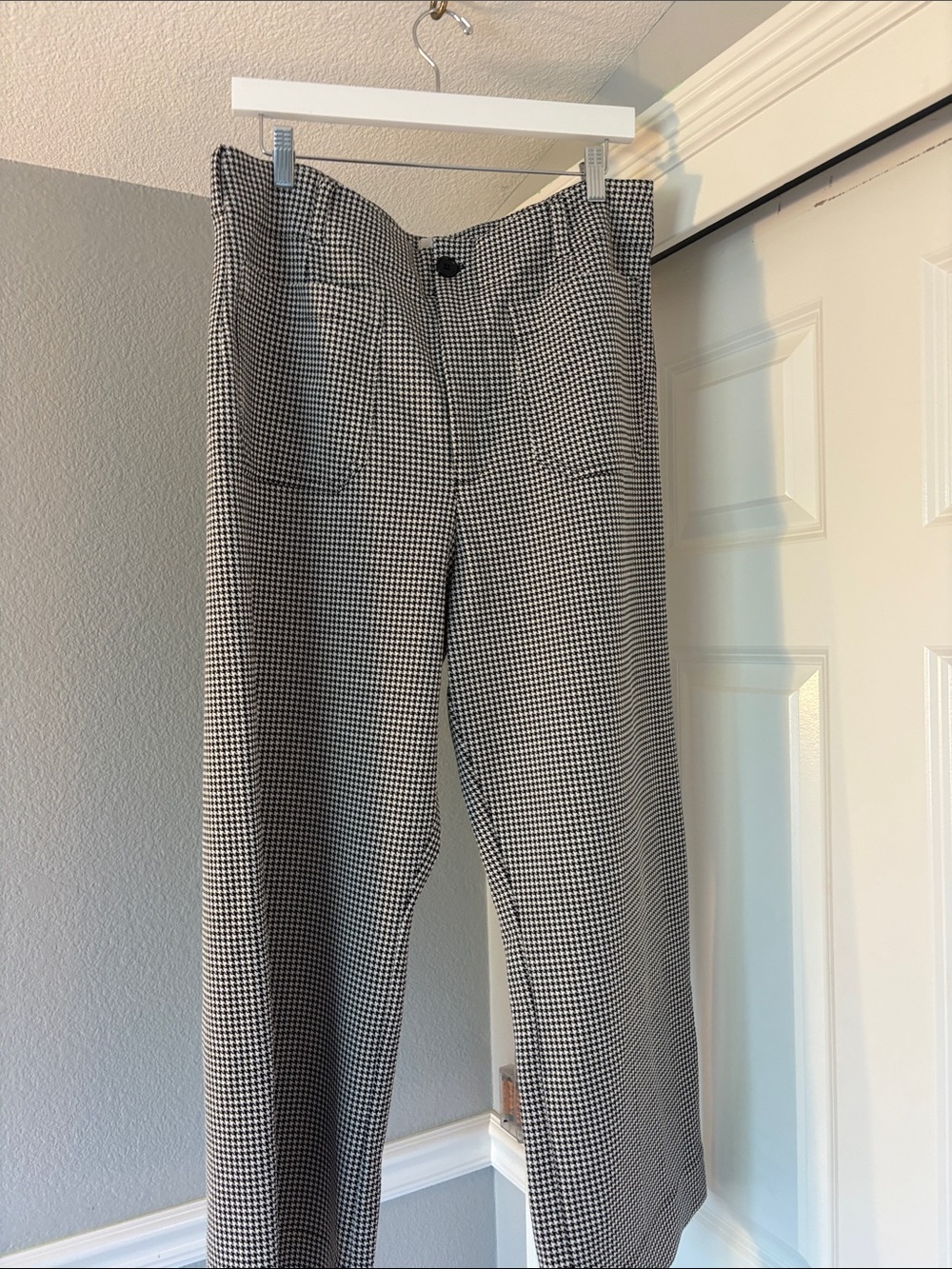 Anthropologie Black & White Houndstooth Wide-Leg Pants
